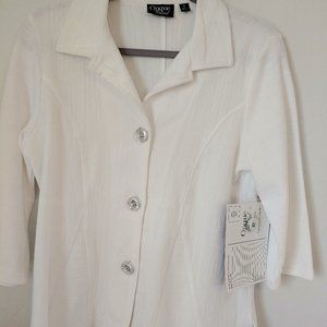 Short Dress Jacket Small 3/4 Sleeves Silver Button